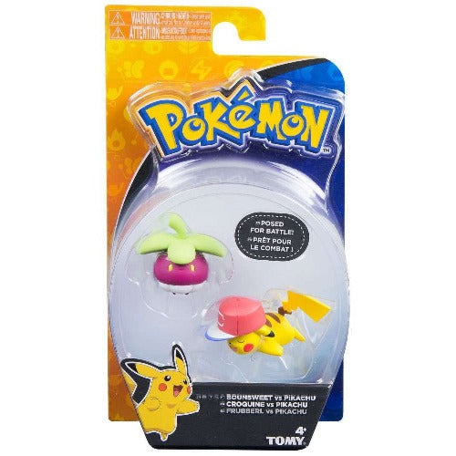Action Figure Toy - Pokemon - Bounsweet VS Pikachu - 3 Inch - Plastic