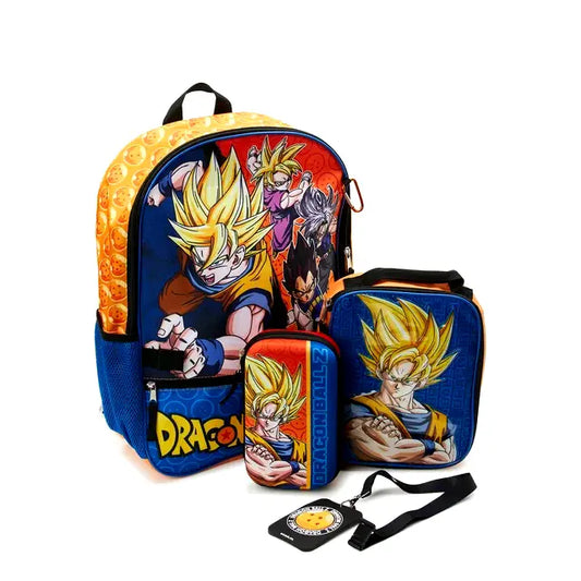 Dragon Ball Z- Laptop Backpack Lunch Bag Set 4-Piece Pencil Pouch Lanyard