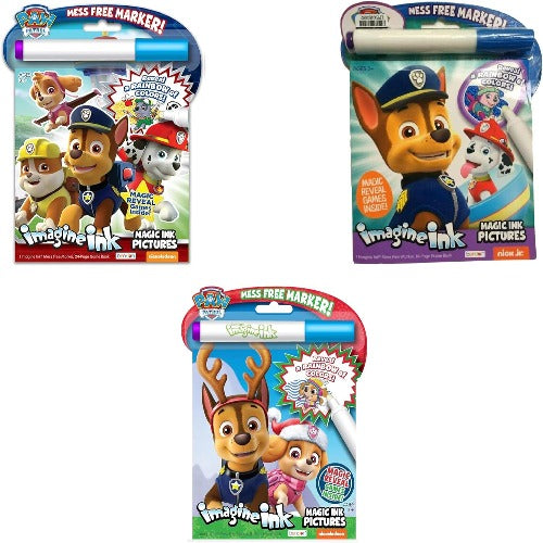 Imagine Ink Coloring Books - 3 Pack of Christmas Activity Books with Water Activated Marker for Toddlers (Paw Patrol 2) - Partytoyz Inc