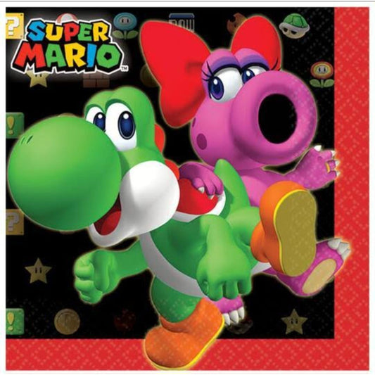 Napkins - Super Mario Brothers - Small - Paper - 2Ply - 16ct - 10 X 10 in - Partytoyz Inc