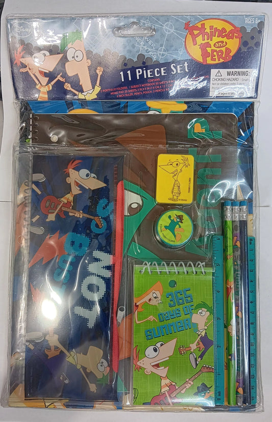 Phineas and Ferb 11 piece stationery set