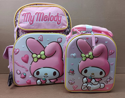 Sanrio My Melody Backpack 16Inches, Lunch Bag Pink