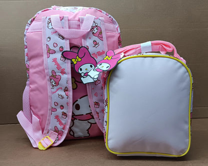 Sanrio My Melody Backpack 16Inches, Lunch Bag Pink