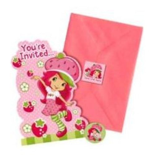 Strawberry Shortcake Pack of 8 Invitations  with Save the Date Stickers