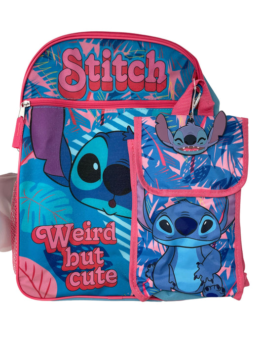 Disney Lilo & Stitch 5-Piece 16 Inches Backpack Set for school- Weird but cute