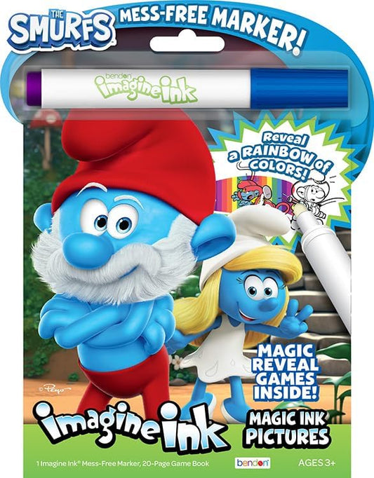 Smurfs Imagine Ink 20 page Pictures and Game Book with Mess Free Marker