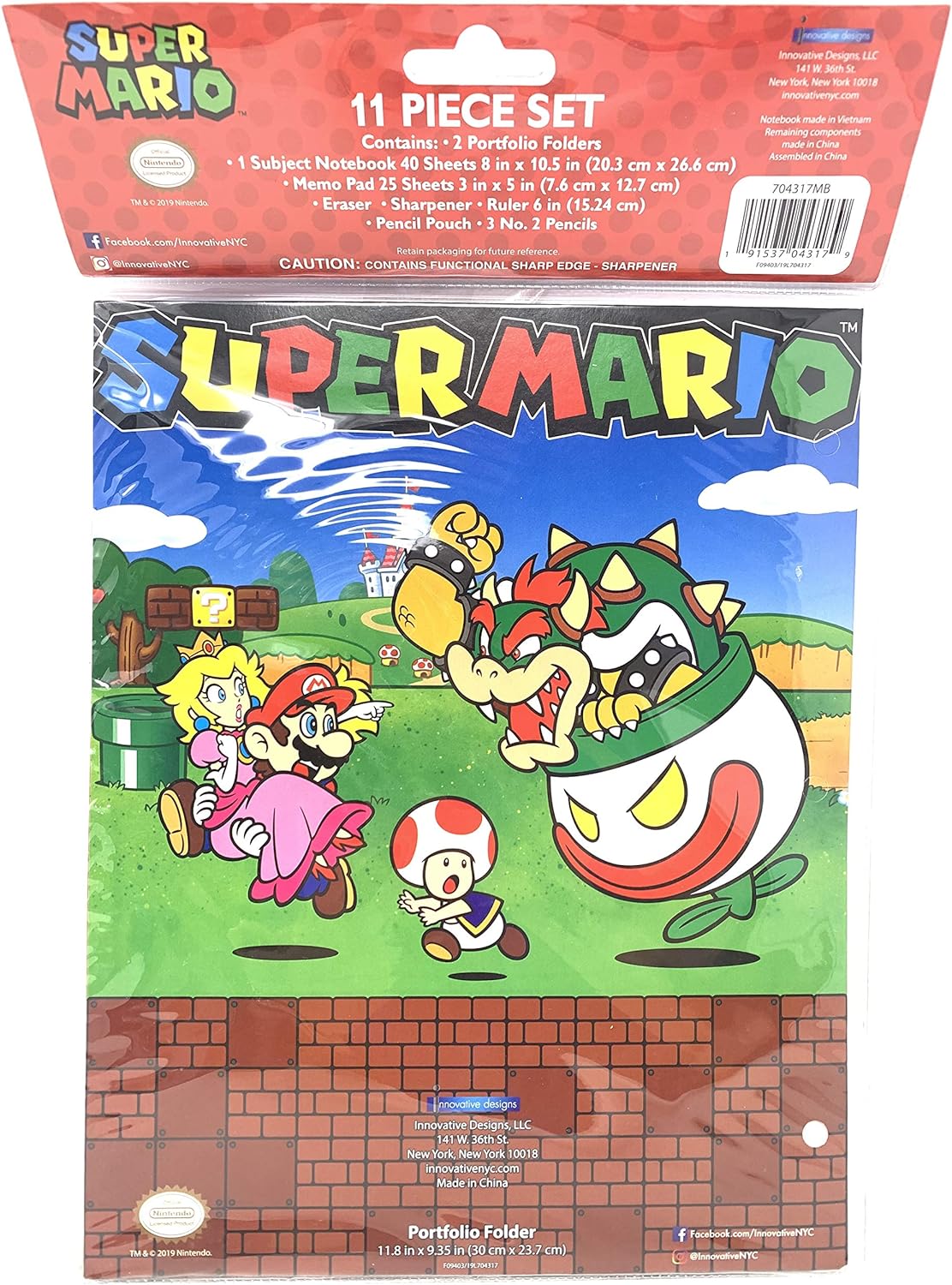 Super Mario Brothers Jumbo 11 Piece Stationery Set