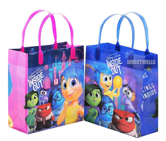 Inside Out Pack of 12 Multicolor Party Favor Reusable Goodie Bags 8in