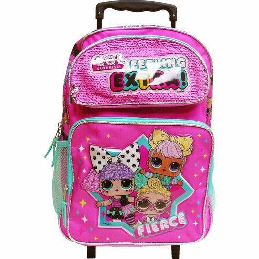 Large Rolling Backpack for Girls Pink