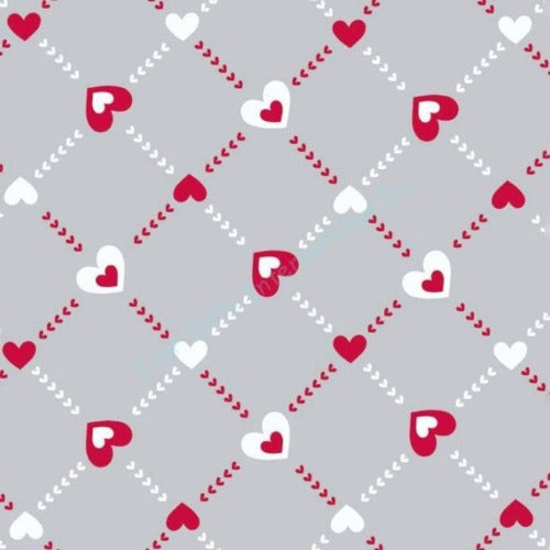 Valentine Themed Heart Printed Cellophane Gift Wrap 30" X 100'