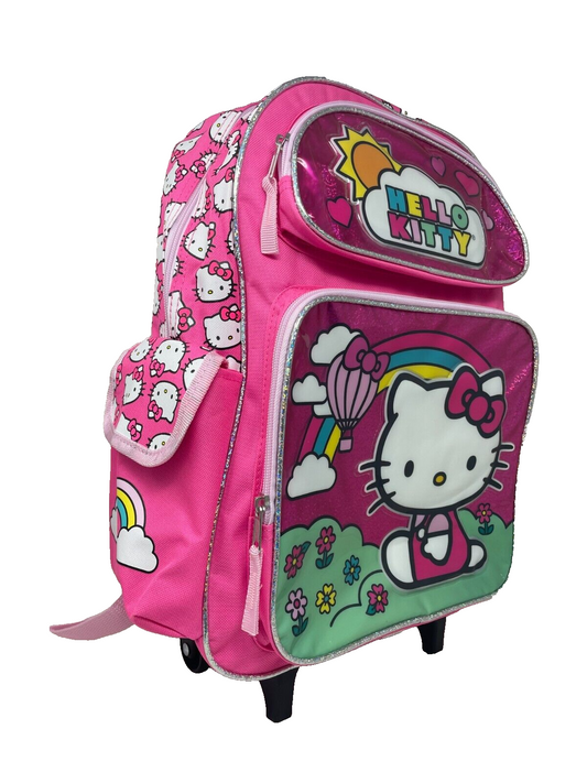 Hello Kitty Shinny Pink 16 inch Rolling Large Backpack