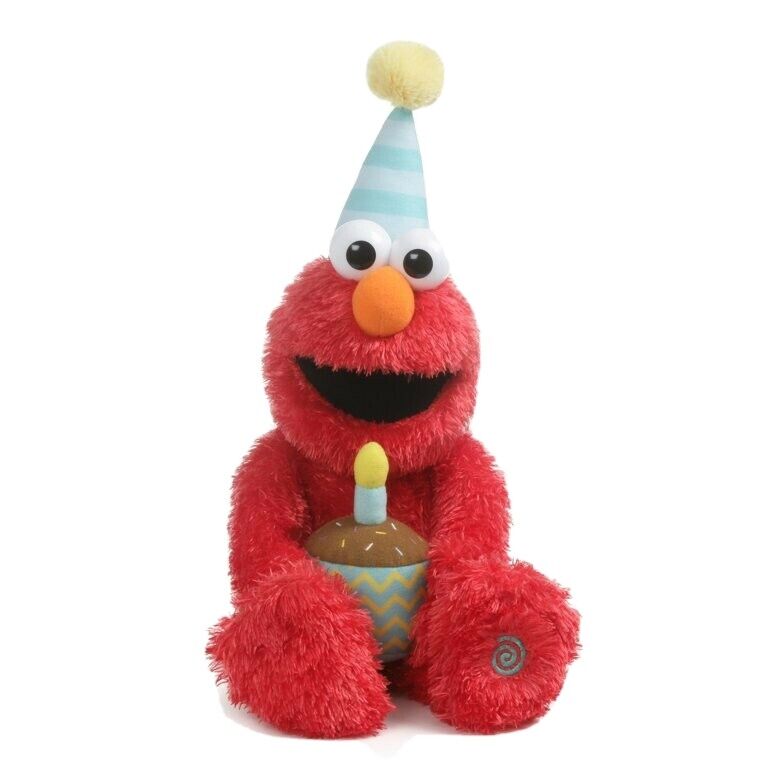 Sesame Street Gund Happy Birthday Elmo Singing Dancing Light Up Cupcake 14"