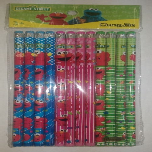 Baby Elmo Green/Pink.Blue Wooden Pencils Pack of 12