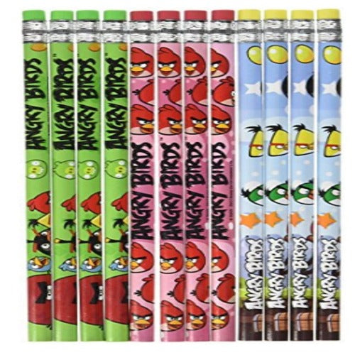 Angry Birds Green/Pink/Light-blue Wooden Pencils Pack of 12