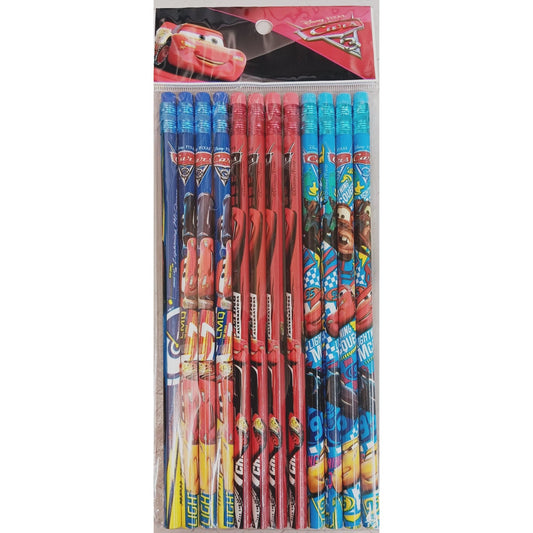 Cars 3 Blue/Red/Light Blue Wooden Pencil Pack Of 12 - Partytoyz Inc