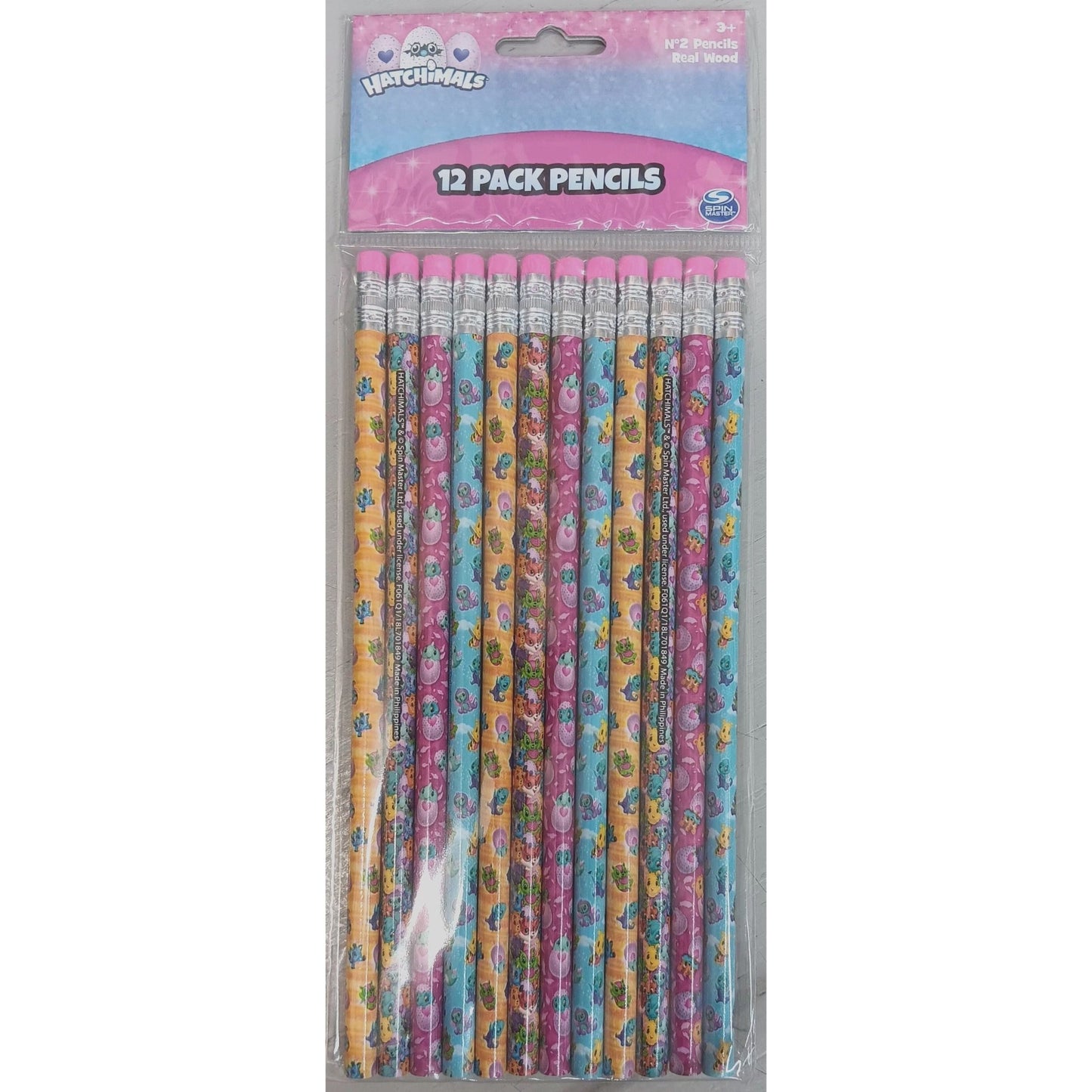 Hatchimals Wooden Pencils Pink/Green/Purple Pack of 12 - Partytoyz Inc