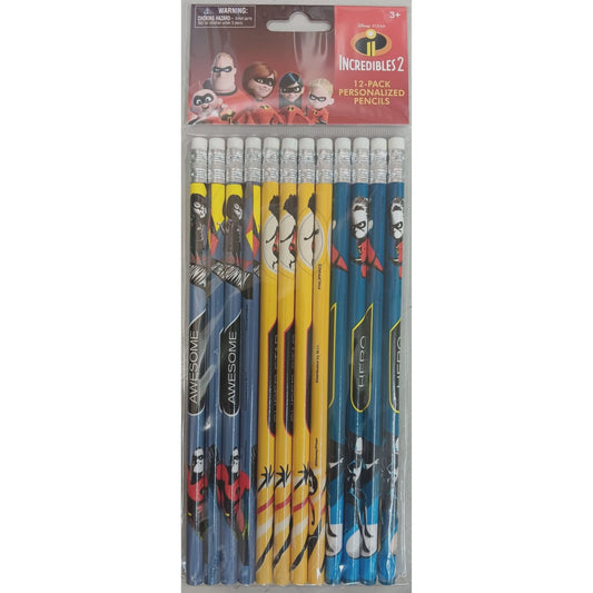 Incredibles 2 Wooden Pencils Pack of 12 - Partytoyz Inc