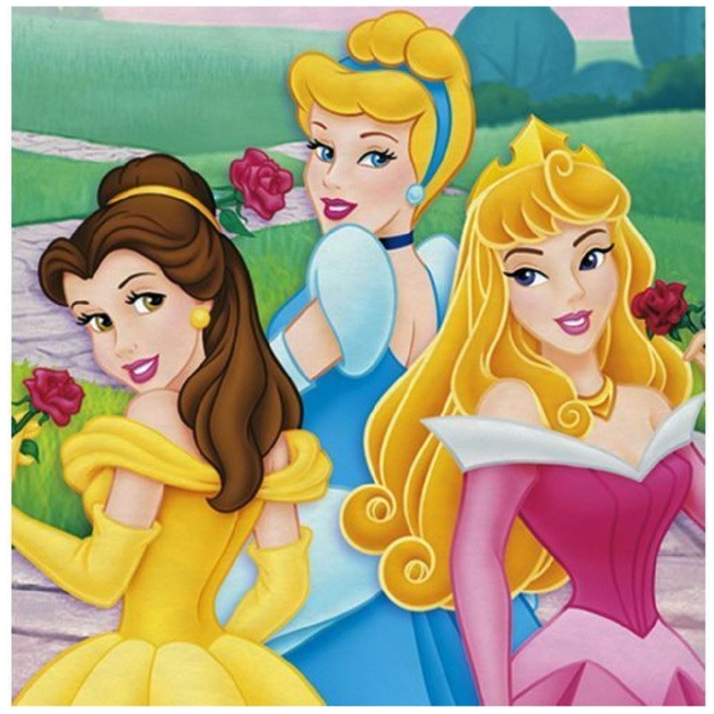 Napkins - Disney Princess - Large - Paper - 2Ply - 16ct - 13 X 13 in - Fairytale - Partytoyz Inc