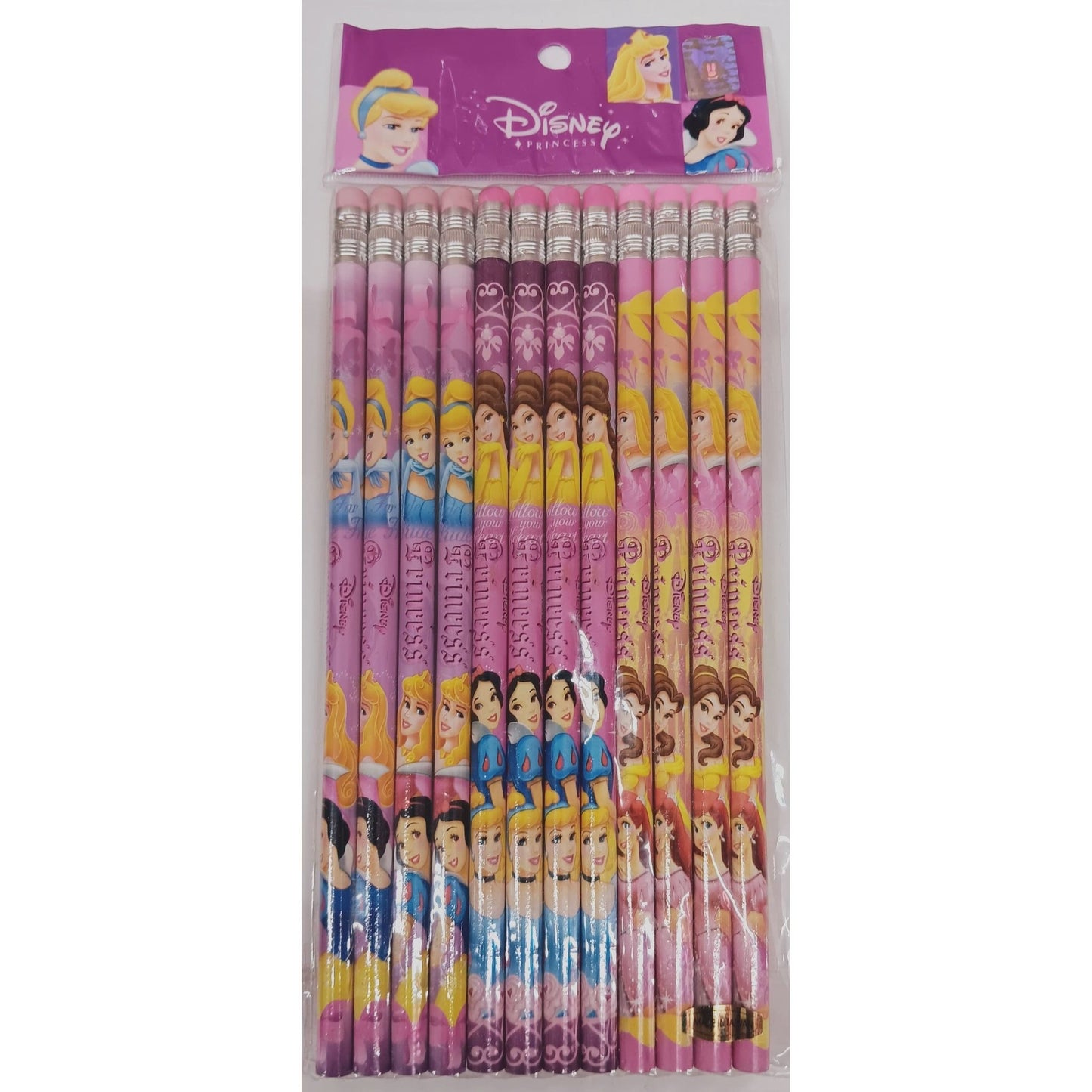 Princess Wooden Pencils - 12ct - Disney Princess Lettering - Partytoyz Inc