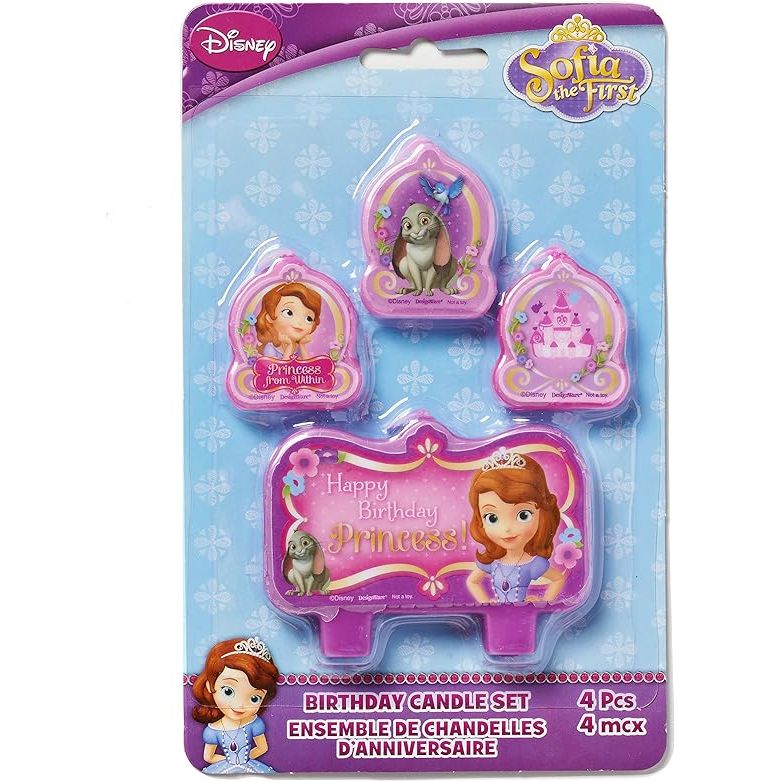 Sofia the First Candles, 4 Pieces, Multicolored - Partytoyz Inc