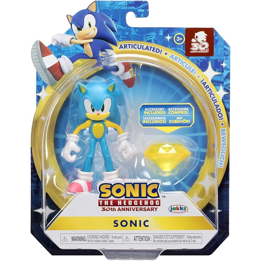 Sonic The Hedgehog 4-Inch Action Figure Modern Sonic with Yellow Chaos Emerald - Partytoyz Inc
