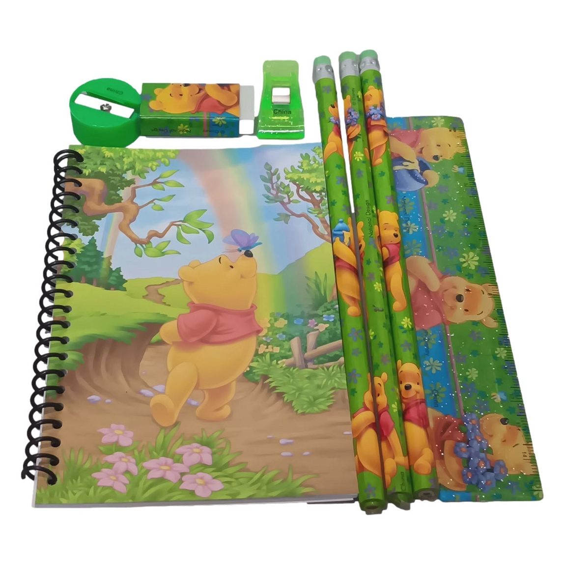 Stationery Set - Winnie the Pooh - Green - 6pc Favor Set - Partytoyz Inc