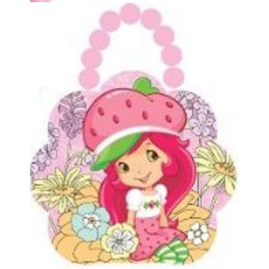 Strawberry Shortcake Tin Box Carry All Flower Shaped Purse with Beaded Handle - Partytoyz Inc